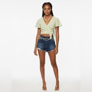 NWOT- Lime Checkered Gingham Blouse